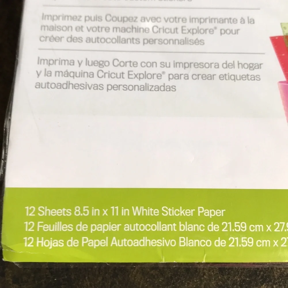 NWT Cricut Explore printable sticker paper 12 sheets custom stickers 8.5 X 11